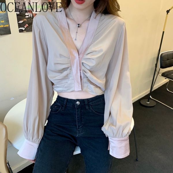 oceanlove solid v neck women and blouses fashion 2020 spring short blusas ins new korean vintage ropa mujer 14879, White
oceanlove solid v neck women and blouses fashion 2020 spring short blusas ins new korean vintage ropa mujer 14879, White