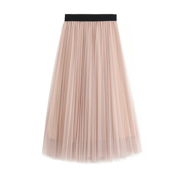 women mesh pleated skirt solid mid-length empire 2020 young style knee-length casual long skirt, Black
women mesh pleated skirt solid mid-length empire 2020 young style knee-length casual long skirt, Black