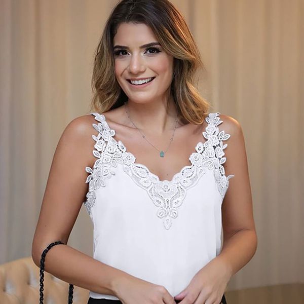 new arrival women's ladies sleeveless solid lace v-neck camisole shirt pullover women clothes 2019 drop shipping, White
new arrival women's ladies sleeveless solid lace v-neck camisole shirt pullover women clothes 2019 drop shipping, White
