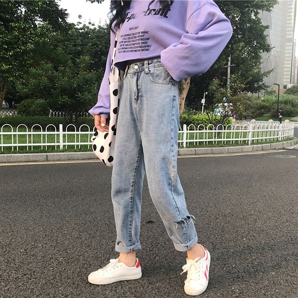 jeans woman high waist hole loose wide leg womens jean retro all-match korean style full-length students trendy leisure daily, Blue
jeans woman high waist hole loose wide leg womens jean retro all-match korean style full-length students trendy leisure daily, Blue