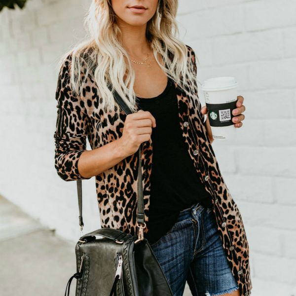 women's jackets women leopard print coat spring autumn collarless single breasted outerwear coats long sleeve slim for lady, Black;brown
women's jackets women leopard print coat spring autumn collarless single breasted outerwear coats long sleeve slim for lady, Black;brown