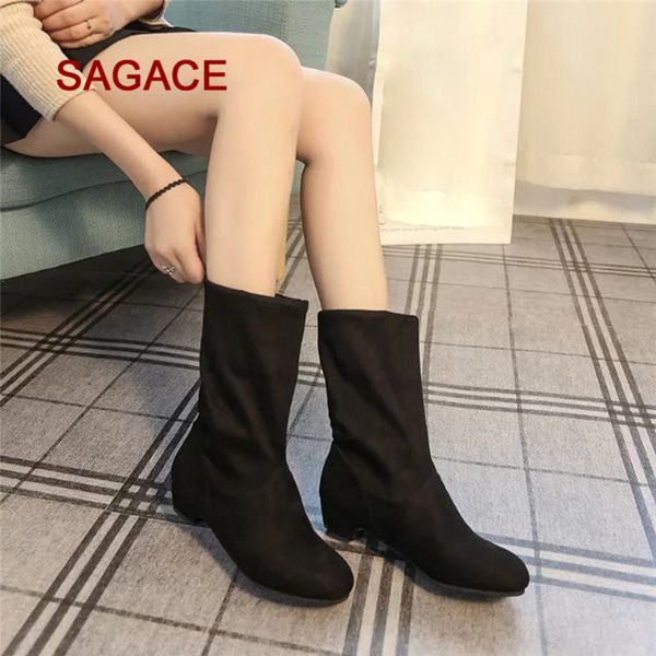 4xcolor women suede square heel round toe middle tube pure color slip-on boots, Black
4xcolor women suede square heel round toe middle tube pure color slip-on boots, Black