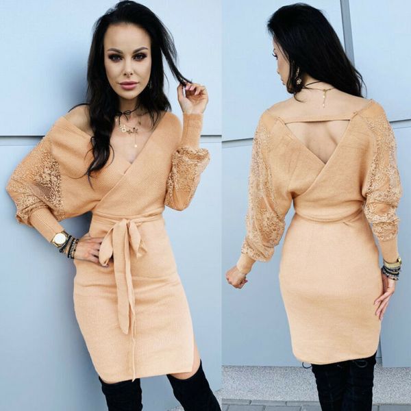 2019 новых женщин bodycon v шеи вязать tie передний с длинным рукавом платье дамы партии зимы узелок вечер мини рождество, Black;gray
2019 новых женщин bodycon v шеи вязать tie передний с длинным рукавом платье дамы партии зимы узелок вечер мини рождество, Black;gray