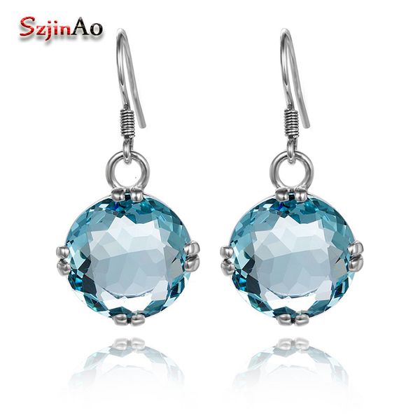 szjinao sparkling fashion earrings round aquamarine boho soild 925 sterling silver earring for women bridal jewelry cj191128, Golden
szjinao sparkling fashion earrings round aquamarine boho soild 925 sterling silver earring for women bridal jewelry cj191128, Golden