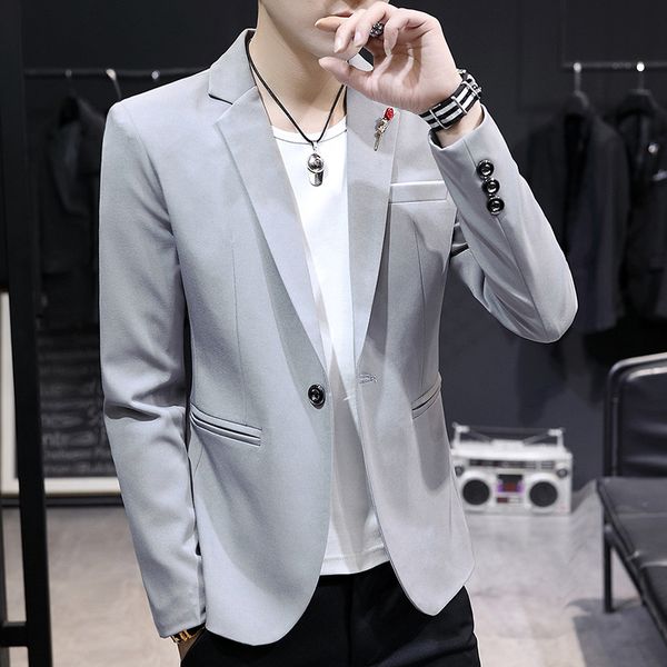 coco 2020 men solid color casual blazerteenager-style one-button single blazer, White;black
coco 2020 men solid color casual blazerteenager-style one-button single blazer, White;black