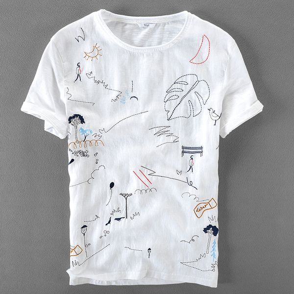 italy brand linen short sleeve t-shirt men casual loose t shirt mens cartoon embroidery stitching round neck tshirt male camisa, White;black
italy brand linen short sleeve t-shirt men casual loose t shirt mens cartoon embroidery stitching round neck tshirt male camisa, White;black