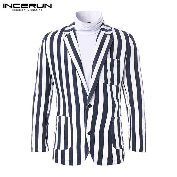incerun fashion men suit striped jackets coats lapel casual trend single breasted joker elegant slim autumn mens blazer overwear, White;black
incerun fashion men suit striped jackets coats lapel casual trend single breasted joker elegant slim autumn mens blazer overwear, White;black