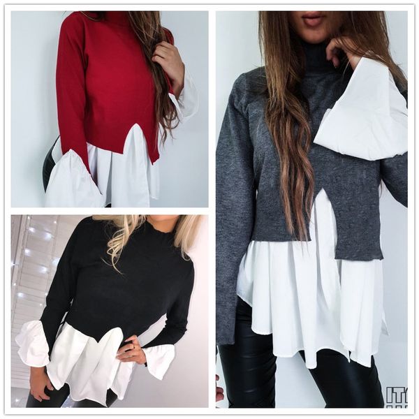2019 fashionable women loose long sleeve casual ladies high collar patchwork stylish t-shirt sale, White
2019 fashionable women loose long sleeve casual ladies high collar patchwork stylish t-shirt sale, White