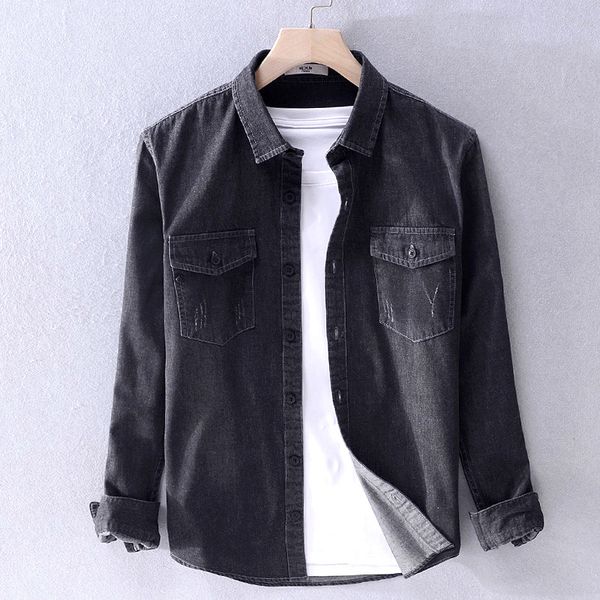 pure cotton men's casual youth literary thin section loose denim shirt trendy man black wild long sleeve cotton shirt, White;black
pure cotton men's casual youth literary thin section loose denim shirt trendy man black wild long sleeve cotton shirt, White;black