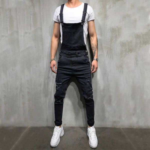 men's denim overalls ripped hole beggar street stretch slim feet autumn and winter long pants, Black
men's denim overalls ripped hole beggar street stretch slim feet autumn and winter long pants, Black