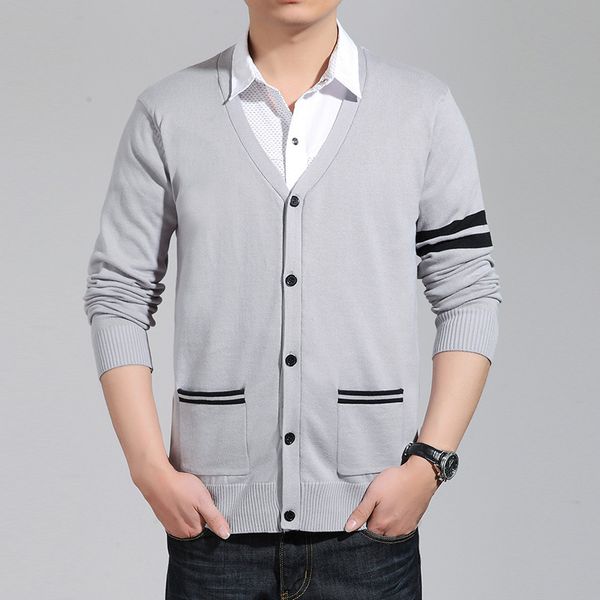 hoo 2020 men's cotton knit cardigan sweater youth arm striped sweater solid color slim, White;black
hoo 2020 men's cotton knit cardigan sweater youth arm striped sweater solid color slim, White;black