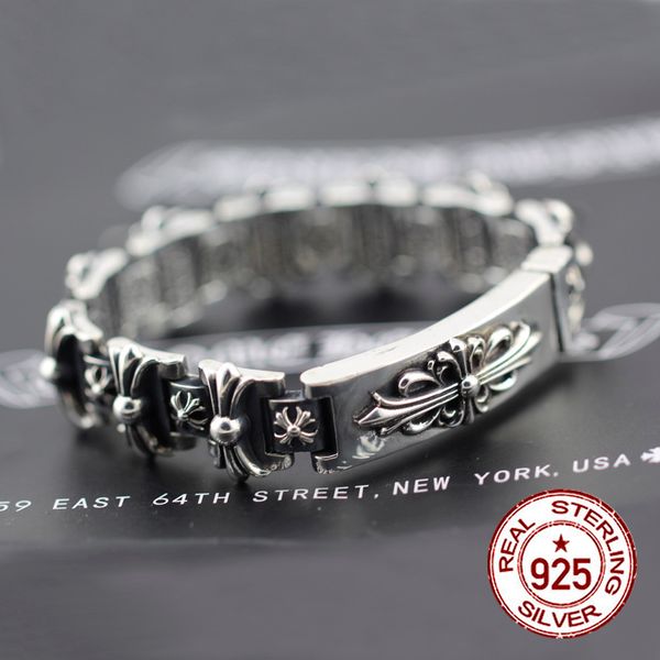 s925 sterling silver bracelet personality classic punk style hip hop domineering cross jewelry modeling send lover gift, Black
s925 sterling silver bracelet personality classic punk style hip hop domineering cross jewelry modeling send lover gift, Black
