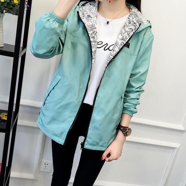 2019 spring women basic jacket pocket zipper two side wear cartoon print outwear loose coat windbreaker female wf100, Tan;black
2019 spring women basic jacket pocket zipper two side wear cartoon print outwear loose coat windbreaker female wf100, Tan;black