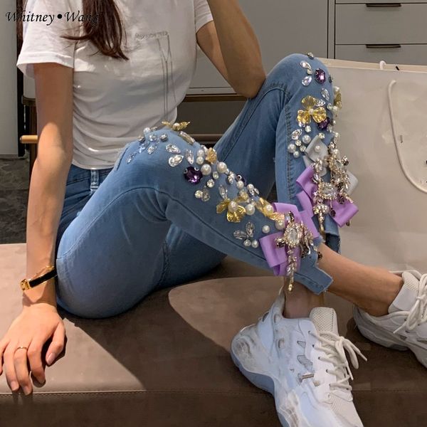 whitney wang 2020 spring summer fashion streetwear diamonds beading bow skinny jeans women stylish denim pants plus size 5xl, Blue
whitney wang 2020 spring summer fashion streetwear diamonds beading bow skinny jeans women stylish denim pants plus size 5xl, Blue