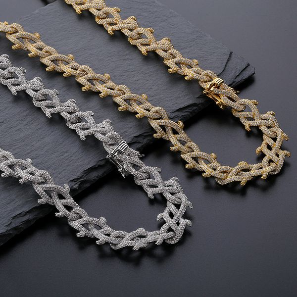 2019 new personalized gold and white gold full cz cublic zirconia thorn link chain necklace mens hip hop cuban chains jewelry, Silver
2019 new personalized gold and white gold full cz cublic zirconia thorn link chain necklace mens hip hop cuban chains jewelry, Silver