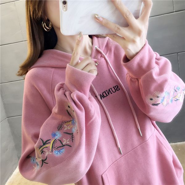 hoodie women's pocket embroidered flowers fashion cute women loose cotton women long sleeve joker cute street costume, Black
hoodie women's pocket embroidered flowers fashion cute women loose cotton women long sleeve joker cute street costume, Black