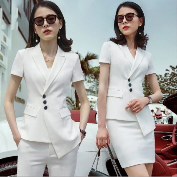 women black white pant suits formal irregular short sleeve blazer+wide leg trouser 2019 summer womens pantsuit 2 pieces set, White;black
women black white pant suits formal irregular short sleeve blazer+wide leg trouser 2019 summer womens pantsuit 2 pieces set, White;black