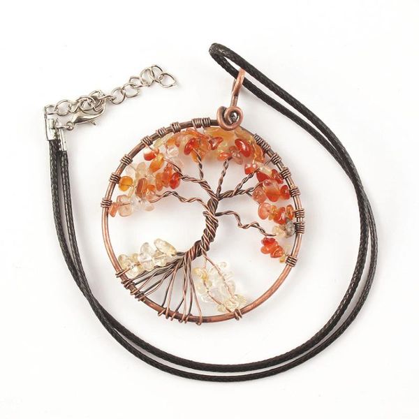 fyjs unique copper plated wire wrap tree of life citrines pendant carnelian necklace ethnic style jewelry, Silver
fyjs unique copper plated wire wrap tree of life citrines pendant carnelian necklace ethnic style jewelry, Silver