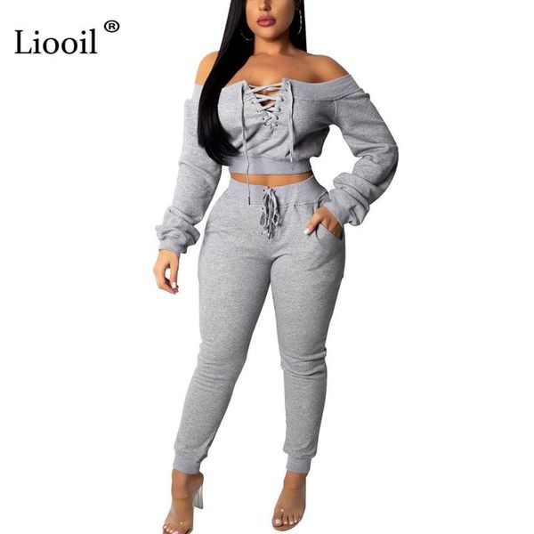 liooil off shoulder 2pcs active set women outfits sweatshirt 2019 long sleeve crop and pants lace-up track suits woman sets, White
liooil off shoulder 2pcs active set women outfits sweatshirt 2019 long sleeve crop and pants lace-up track suits woman sets, White