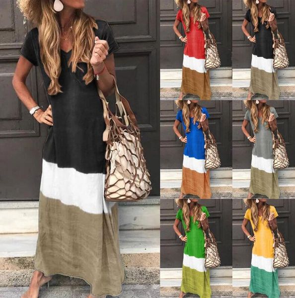 gradient v-neck t-shirt dress plus size women summer loose contrast color patchwork short sleeve long dress beach casual maxi dresses cz522, Red;yellow
gradient v-neck t-shirt dress plus size women summer loose contrast color patchwork short sleeve long dress beach casual maxi dresses cz522, Red;yellow