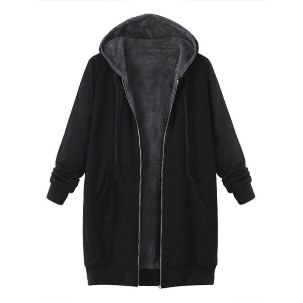 new fashion design women long sleeve zip hooded thick plush retro large size hooded jacket coat women winter, Black
new fashion design women long sleeve zip hooded thick plush retro large size hooded jacket coat women winter, Black