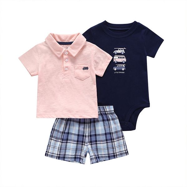 2019 new cross-border short sleeve short pants suit polo shirt hat clothes for children 1set = 3pcs, Blue 
2019 new cross-border short sleeve short pants suit polo shirt hat clothes for children 1set = 3pcs, Blue