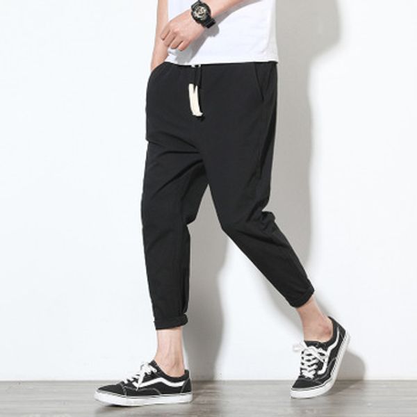 cotton joggers men solid men's harem pants 2020 summer fitness casual ankle-length mens trousers streetwear slim male pants, Black
cotton joggers men solid men's harem pants 2020 summer fitness casual ankle-length mens trousers streetwear slim male pants, Black