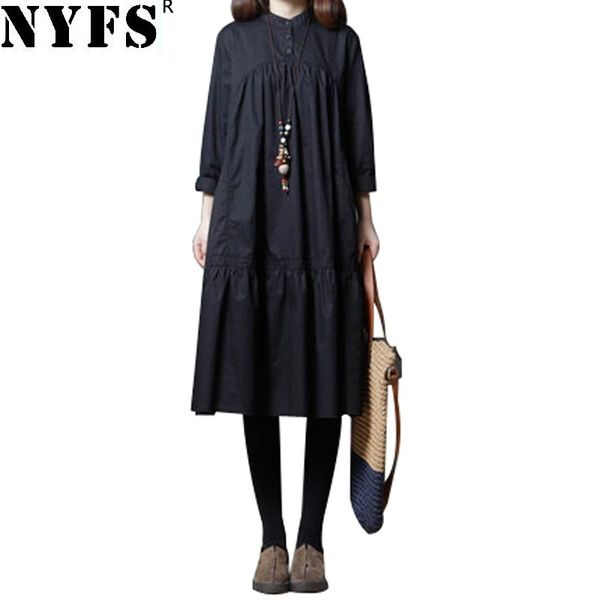 nyfs 2020 new spring autumn women dress cotton linen vintage loose long sleeve solid office dress vestidos robe, Black;gray
nyfs 2020 new spring autumn women dress cotton linen vintage loose long sleeve solid office dress vestidos robe, Black;gray
