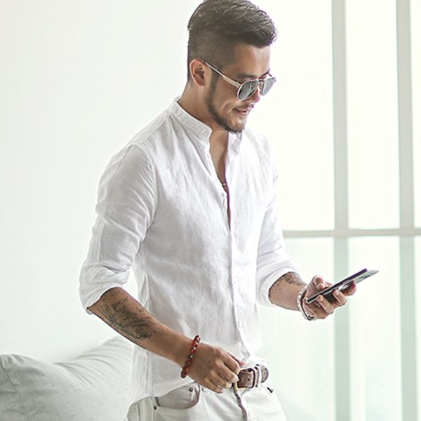 new spring & summer cotton linen shirt men casual long sleeve men shirt mandarin collar camisa social brand clothing s2171, White;black
new spring & summer cotton linen shirt men casual long sleeve men shirt mandarin collar camisa social brand clothing s2171, White;black