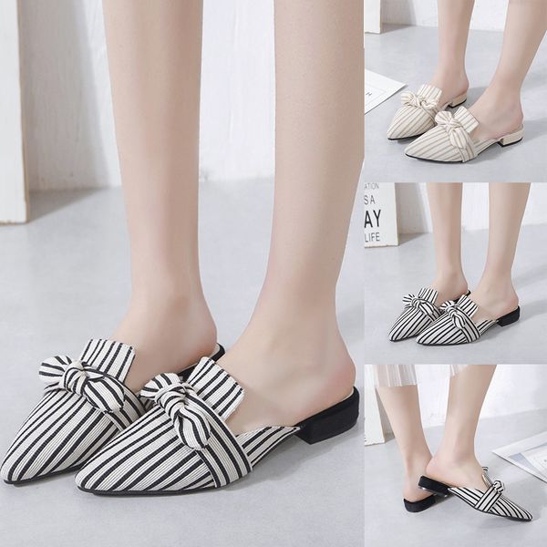 women's casual flat single shoes ladies fashion girls vintage striped bowknot pointed shoes woman spring slippers, Black
women's casual flat single shoes ladies fashion girls vintage striped bowknot pointed shoes woman spring slippers, Black