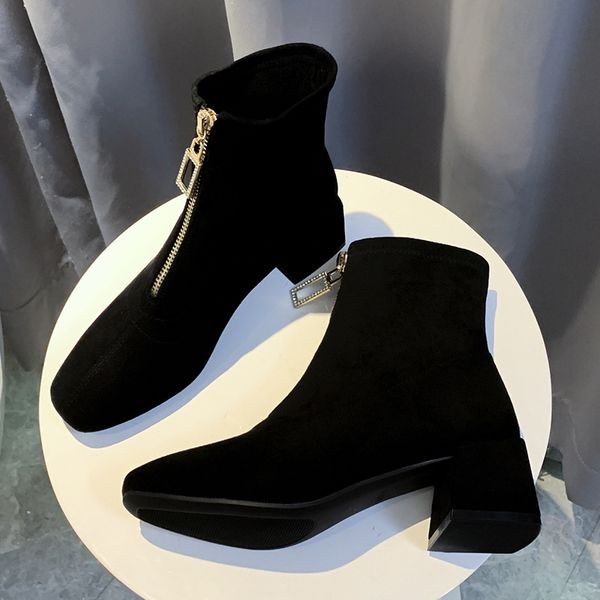new stretch socks boots women shoes slip ankle boots autumn winter fashion front zipper high heels shoes female, Black
new stretch socks boots women shoes slip ankle boots autumn winter fashion front zipper high heels shoes female, Black