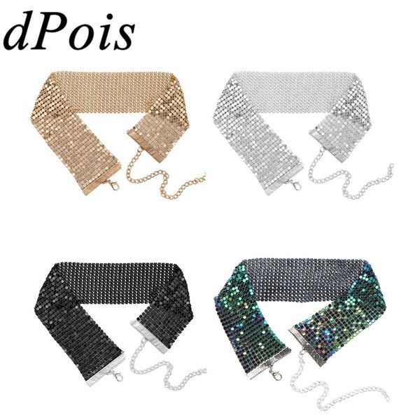 women girls glitter shiny alloy choker necklace steampunk adjustable mesh sequins flat chain metal collar necklace prom jewelry, Silver
women girls glitter shiny alloy choker necklace steampunk adjustable mesh sequins flat chain metal collar necklace prom jewelry, Silver