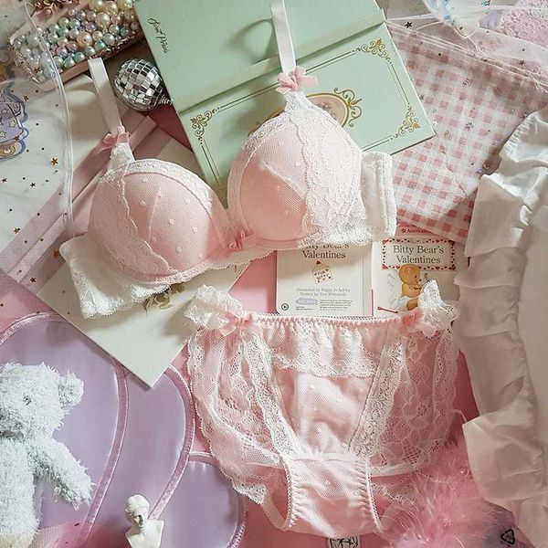 japanese sweet lolita pink lace bow teen girl bra & panties sets fairy soft girl kawaii push up underwire underwear set, Red;black
japanese sweet lolita pink lace bow teen girl bra & panties sets fairy soft girl kawaii push up underwire underwear set, Red;black