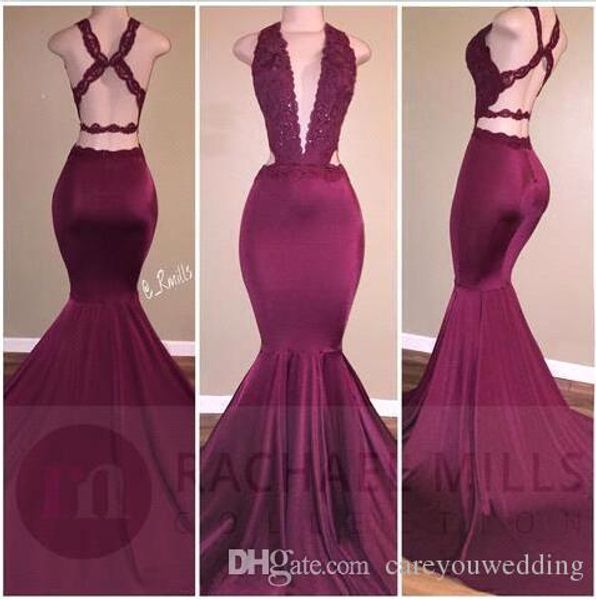 burgundy 2019 v-neck crises cross back mermaid prom dresses long lace applique backless floor length formal evening party gowns, Black
burgundy 2019 v-neck crises cross back mermaid prom dresses long lace applique backless floor length formal evening party gowns, Black