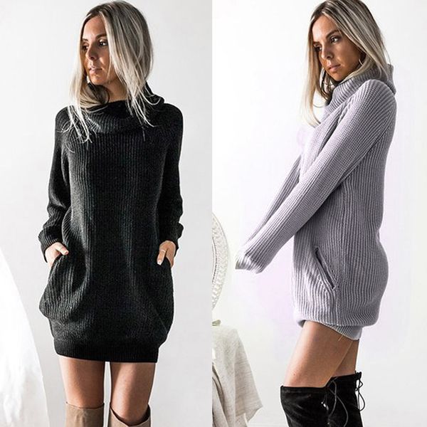 s-5xl plus size winter dress women long sleeve knit turtleneck sweater dress casual ladies mini autumn women clothing 2019, Black;gray
s-5xl plus size winter dress women long sleeve knit turtleneck sweater dress casual ladies mini autumn women clothing 2019, Black;gray