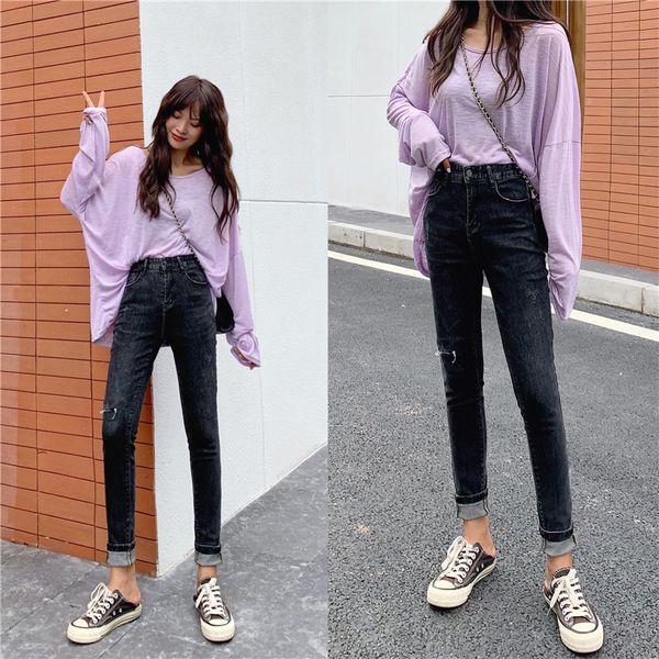 women's jeans s-xl 2021 autumn korean chic style skinny pencil vintage spring high waist ripped denim pants womens (z8775), Blue
women's jeans s-xl 2021 autumn korean chic style skinny pencil vintage spring high waist ripped denim pants womens (z8775), Blue