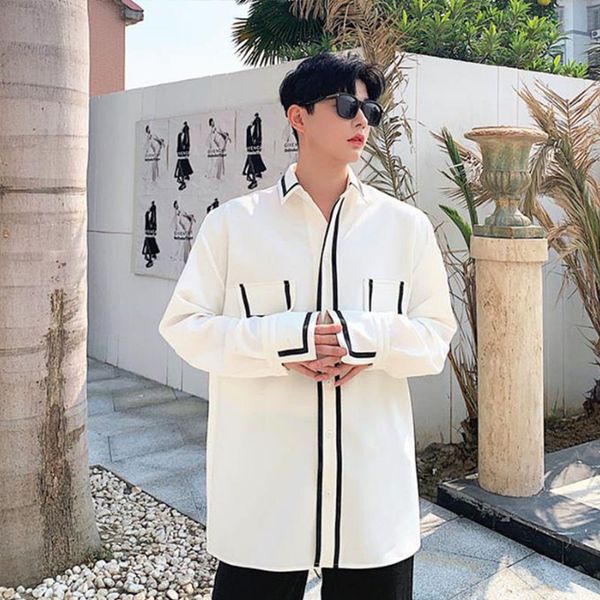 men black splice side long sleeve casual shirt male japan korea vintage fashion shirt, White;black
men black splice side long sleeve casual shirt male japan korea vintage fashion shirt, White;black