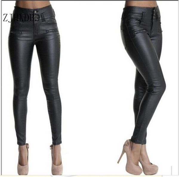 european american women's clothing high waist 3 button slim fit faux leather trousers moto biker style pencil pants pu, Black;white
european american women's clothing high waist 3 button slim fit faux leather trousers moto biker style pencil pants pu, Black;white
