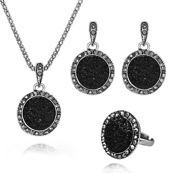 vintage black gem necklace earring ring jewelry set fashion women antique silver crystal round stone pendant necklace gifts 1set=4pcs
vintage black gem necklace earring ring jewelry set fashion women antique silver crystal round stone pendant necklace gifts 1set=4pcs