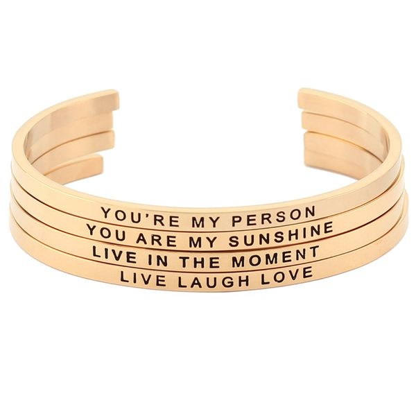 rose gold color stainless steel engraved positive inspirational quote cuff mantra bracelet bangle for women, Black
rose gold color stainless steel engraved positive inspirational quote cuff mantra bracelet bangle for women, Black