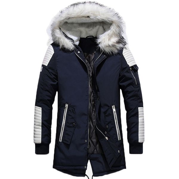 fashion white fur collar long coat men winter casual patchwork color thicken warm parka outwear windbreaker overcoat clothes, Black
fashion white fur collar long coat men winter casual patchwork color thicken warm parka outwear windbreaker overcoat clothes, Black