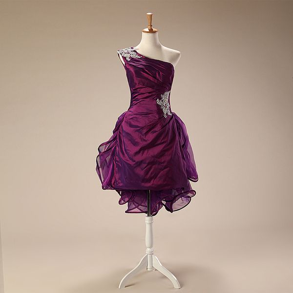 sh0022 chic одно плечо коктейльное атласное платье и тюль фиолетовый коктейльные платья оборками юбки шнурок аппликации встроенные пром плат, Black