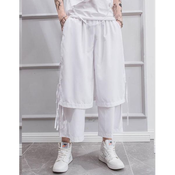 spring casual nine-point pants men's trendy hip-hop function wind work overalls skirt pants loose straight tube tassel, Black
spring casual nine-point pants men's trendy hip-hop function wind work overalls skirt pants loose straight tube tassel, Black