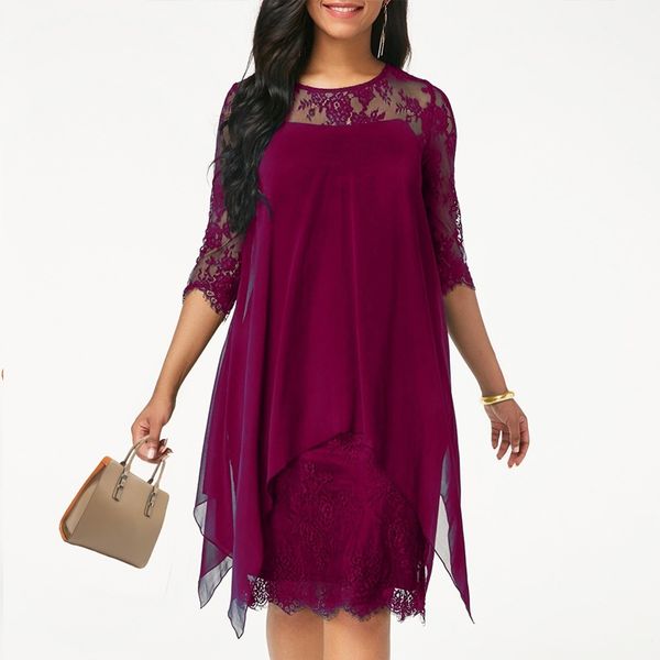 2019 women's fashion casual loose half sleeve elegant dress round neck solid color big size lace dress 9 colors 3xs-5xl, Black;gray
2019 women's fashion casual loose half sleeve elegant dress round neck solid color big size lace dress 9 colors 3xs-5xl, Black;gray