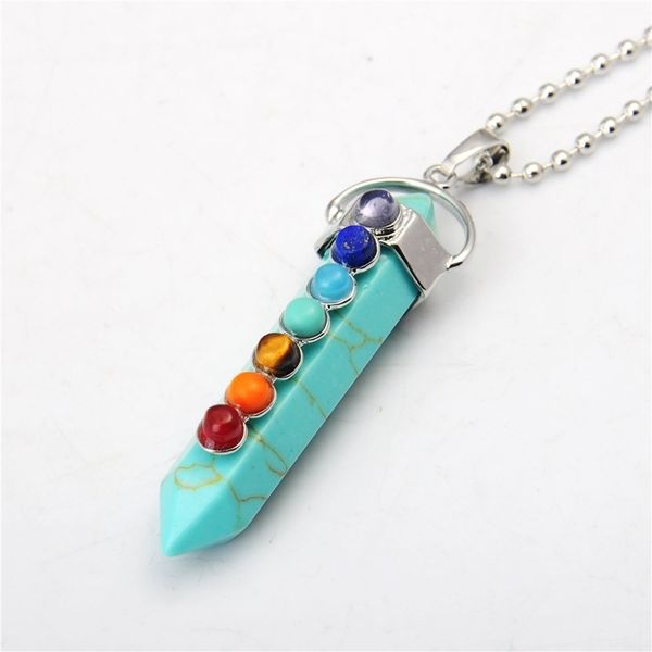 natural semi precious stone 7 chakra gem stone hexagon bicone pendant necklace beads jewelry valentine's day gift lol, Silver
natural semi precious stone 7 chakra gem stone hexagon bicone pendant necklace beads jewelry valentine's day gift lol, Silver