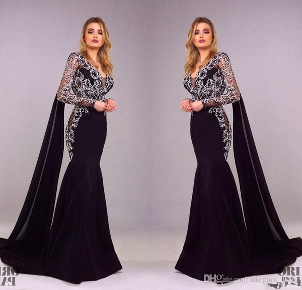 tony chaaya 2019 mermaid evening dresses long sleeves flower embroidery gorgeous prom gowns v neck plus size formal dress, Black;red
tony chaaya 2019 mermaid evening dresses long sleeves flower embroidery gorgeous prom gowns v neck plus size formal dress, Black;red