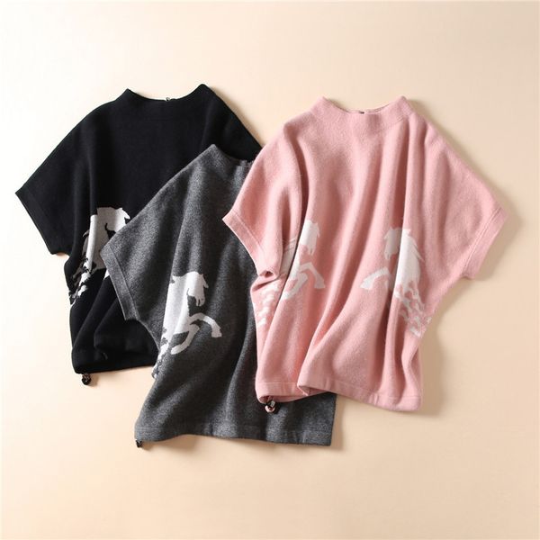new women s clothing fall shoulder cashmere blended knitted blouses with short sleeves f9006, Black
new women s clothing fall shoulder cashmere blended knitted blouses with short sleeves f9006, Black