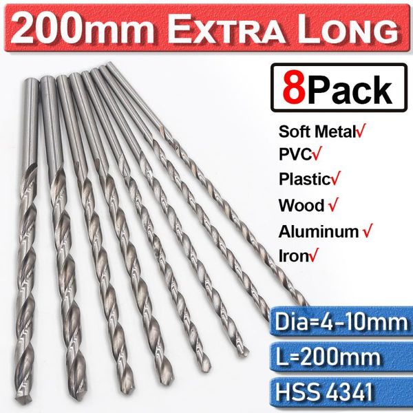 200mm 8pc twist drill bits high speed steel extra long 2/3/4/5/6/7/8/9/10mm for metal hss twist bits drilling bit tools for wood
200mm 8pc twist drill bits high speed steel extra long 2/3/4/5/6/7/8/9/10mm for metal hss twist bits drilling bit tools for wood