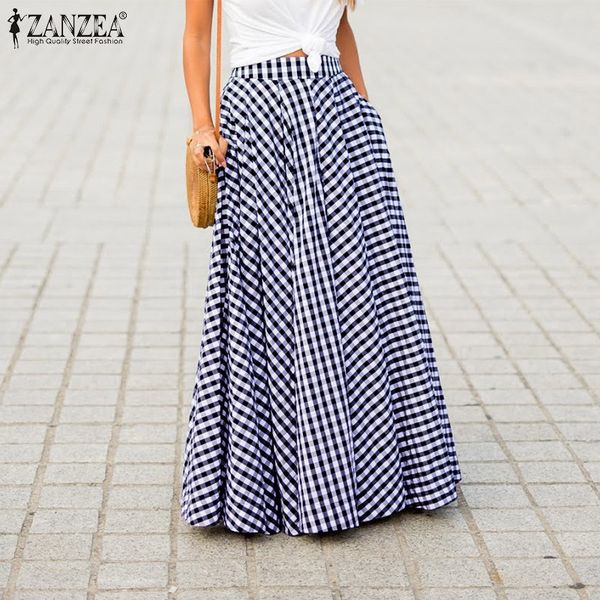 plus size 2020 summer women retro plaid check long skirts zanzea casual pockets faldas pleated skirt ladies bohemian jupe femme, Black
plus size 2020 summer women retro plaid check long skirts zanzea casual pockets faldas pleated skirt ladies bohemian jupe femme, Black