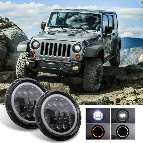 400w 7 inch round led angel eye wrangler headlights off-road work light three eyes and twelve beads hot
400w 7 inch round led angel eye wrangler headlights off-road work light three eyes and twelve beads hot